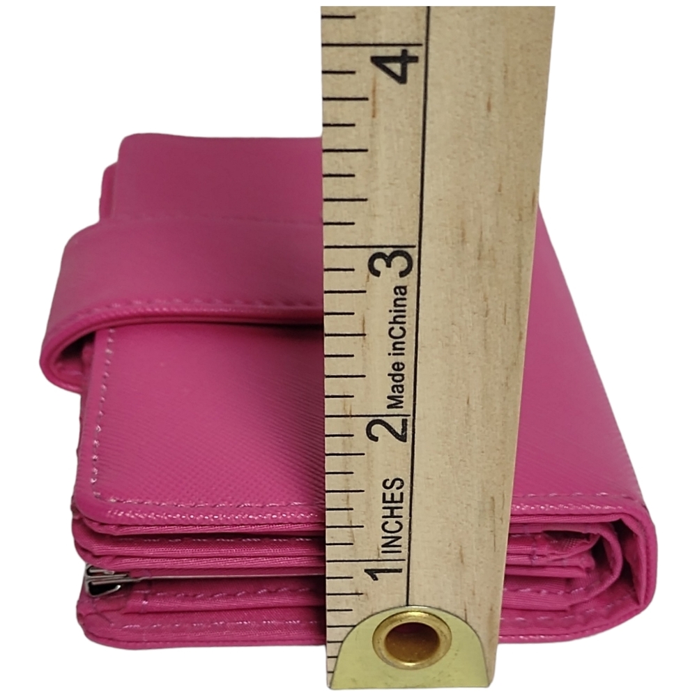Pink Man Made Material Womens Wallet Billfold Accessory with Buckle and Snap - Picture 4 of 13